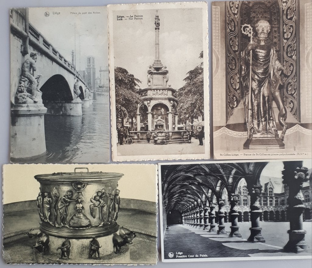 5 Oude Postkaarten : LUIK Pont des Arches e.A. Ref.E207, Verzamelen, Postkaarten | België, Gelopen, Luik, 1940 tot 1960, Ophalen of Verzenden