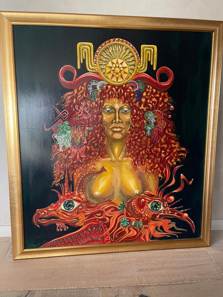 Mooie schilderij op hout 125x110 cm, Ophalen