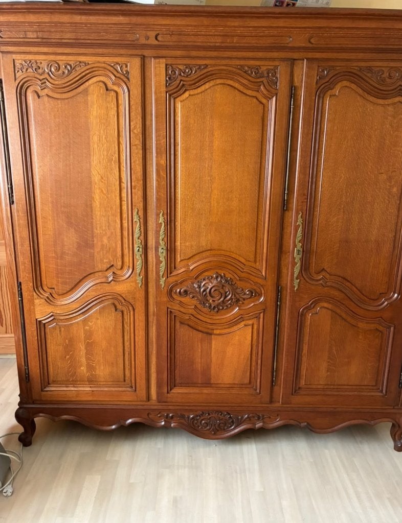 Armoire 3 portes en chêne, 200 cm ou plus, Vintage, Utilisé, Chêne