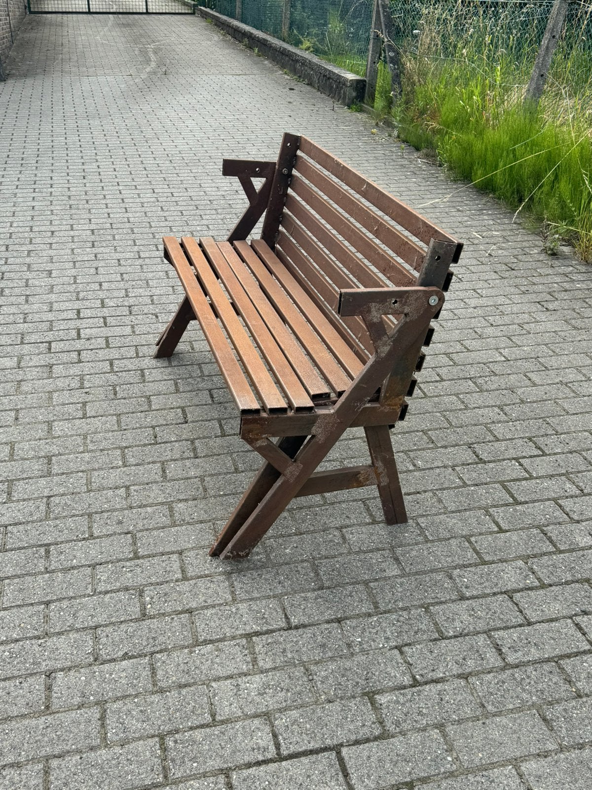 Metalen bank en picknick bank., Tuin en Terras, Ophalen, Zo goed als nieuw, Metaal