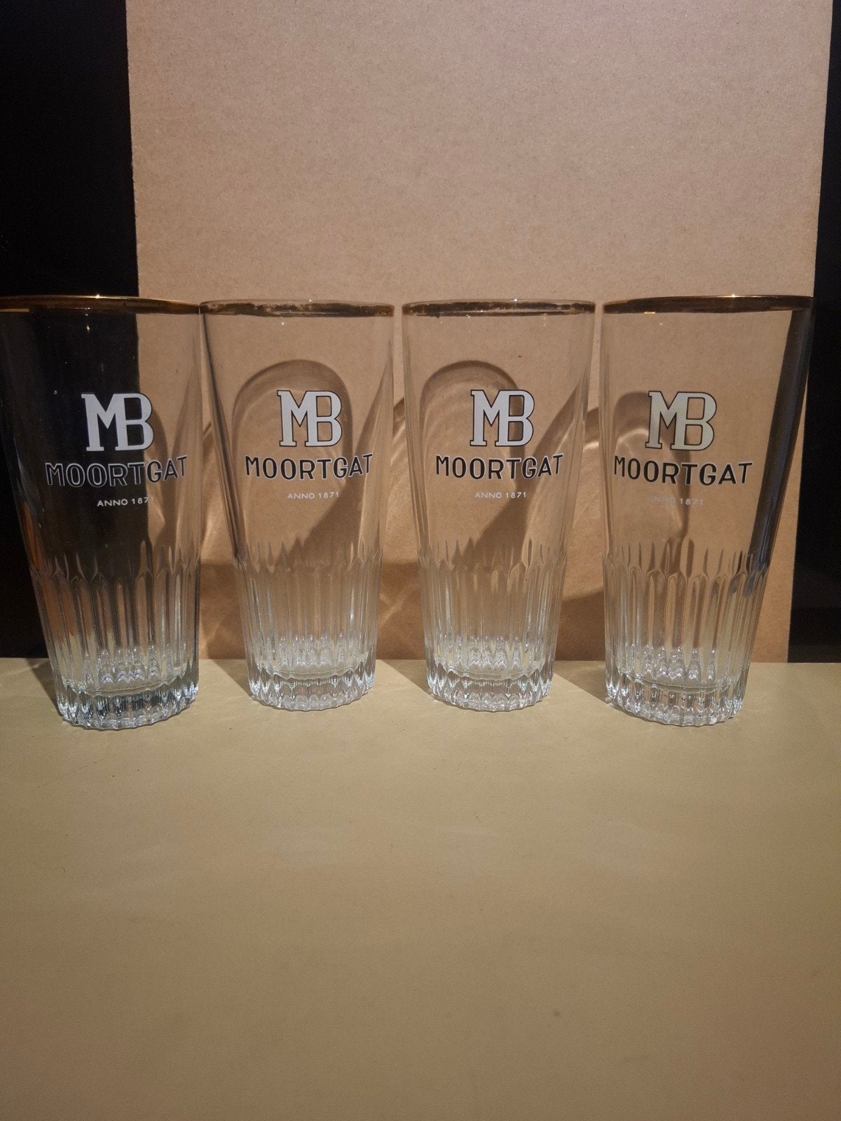 4 oude duvel glazen brouwerij moortgat, Verzamelen, Ophalen of Verzenden