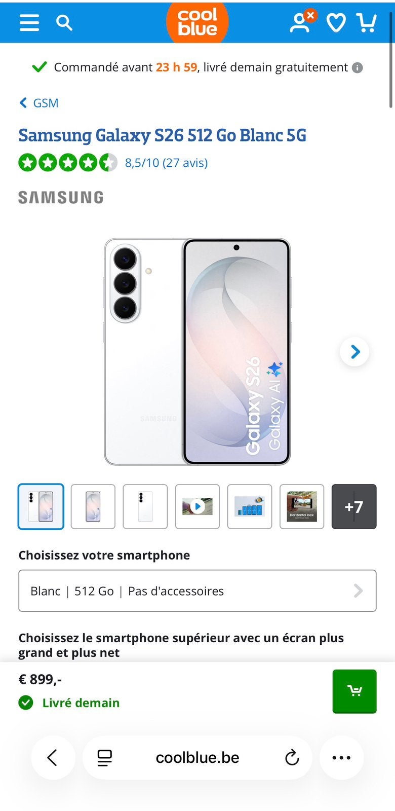 SAMSUNG GALAXY S26 5G 256GB WHITE Neuf, Télécoms, Téléphonie mobile | Samsung, Enlèvement, Neuf, Blanc