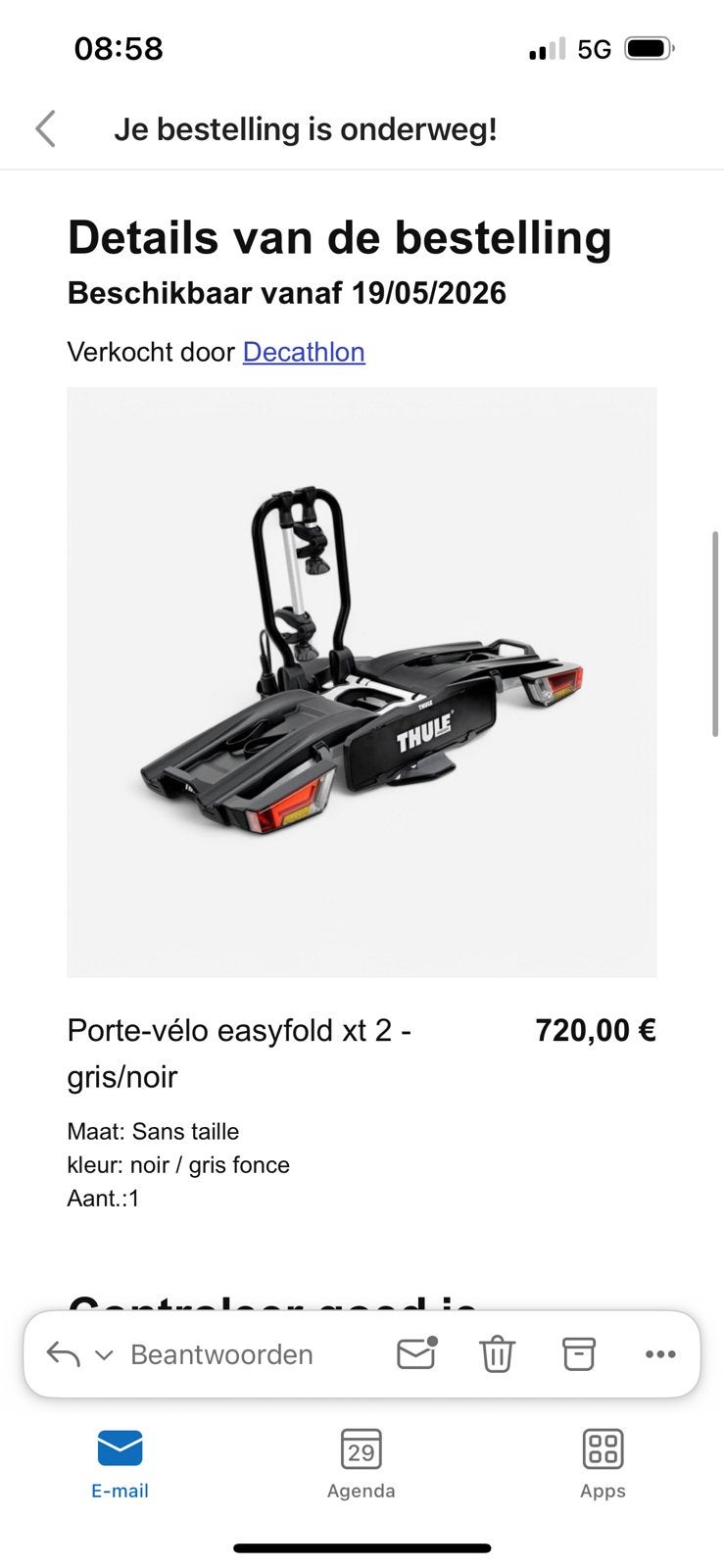 Thule easyfold xt2 1 keer gebruikt, Auto diversen, Fietsendragers, Ophalen, Zo goed als nieuw