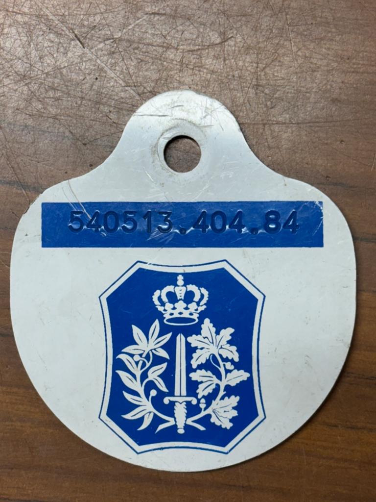 Fietsplaat politie plaque velo taksplaat mancave, Enlèvement