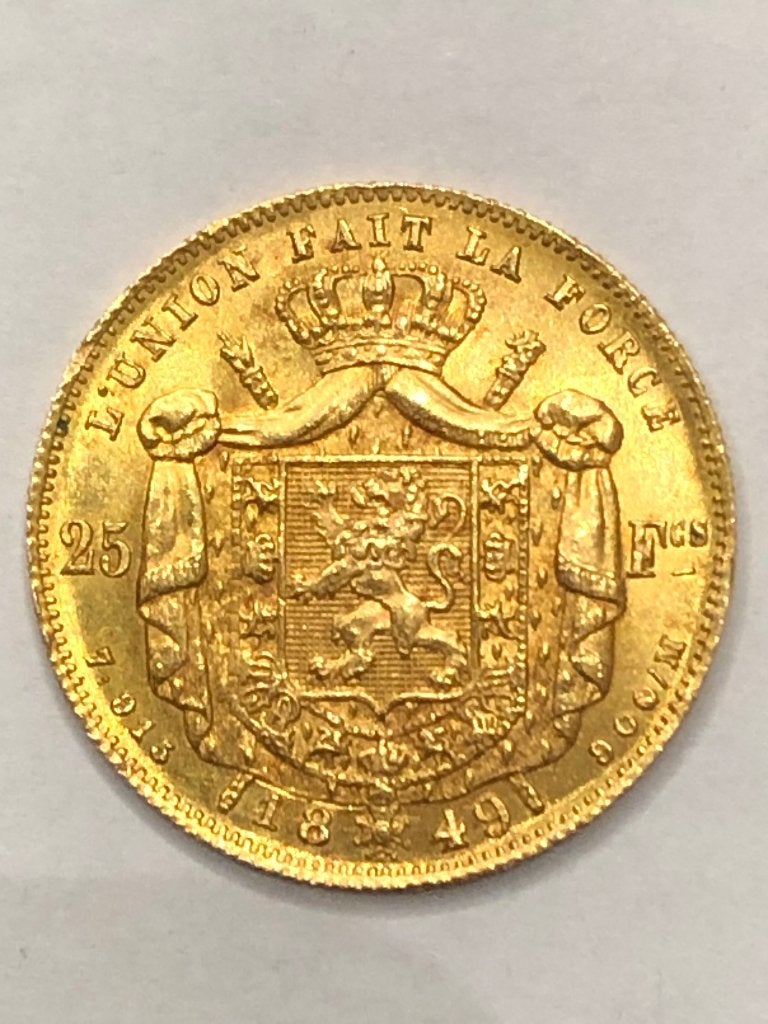 Munt goud België 25 FR Leop I  1849 zeldzaam kwaliteit !!, Ophalen, Goud, Losse munt, Goud