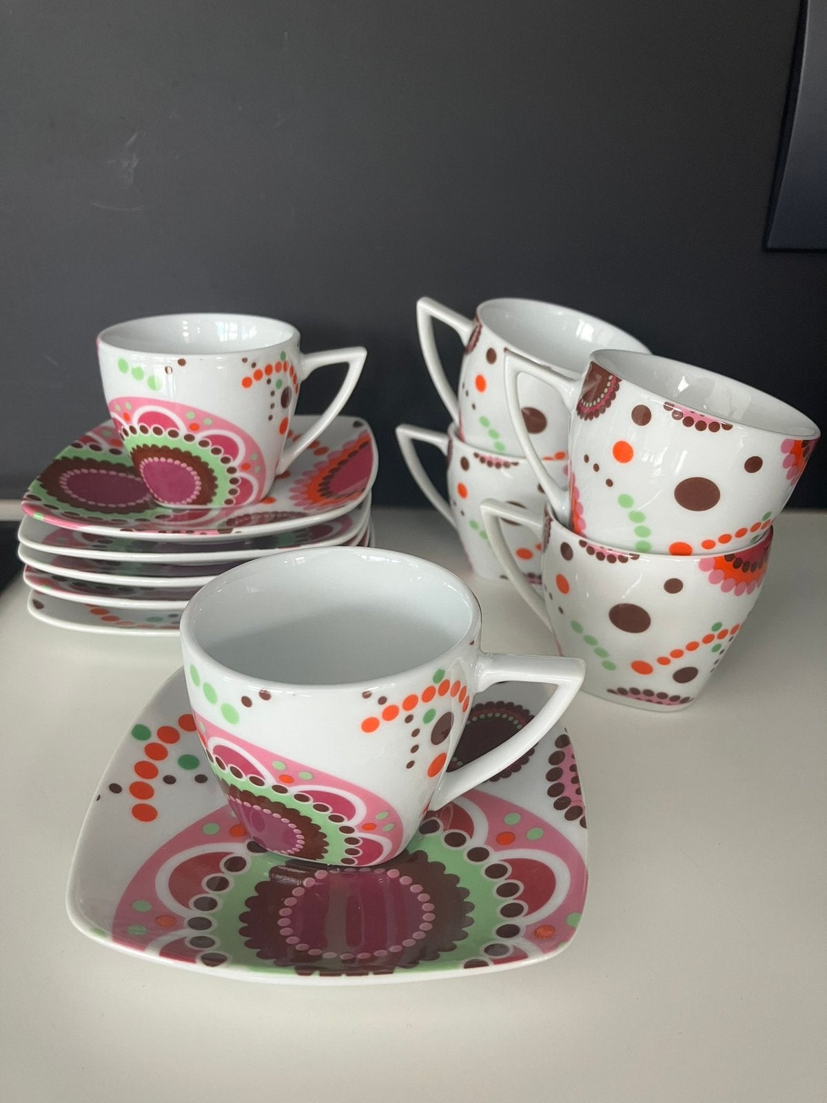 6 retro espresso tasjes, Huis en Inrichting, Ophalen, Nieuw