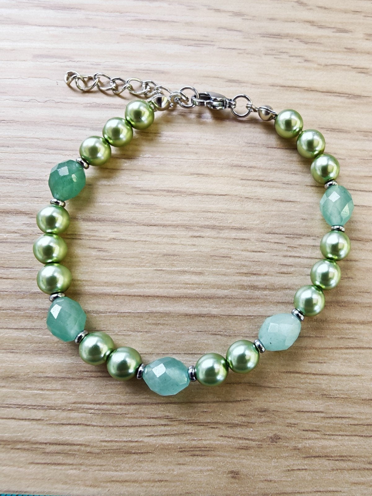 Bracelet aventurine 17-21 cm, Envoi, Acier