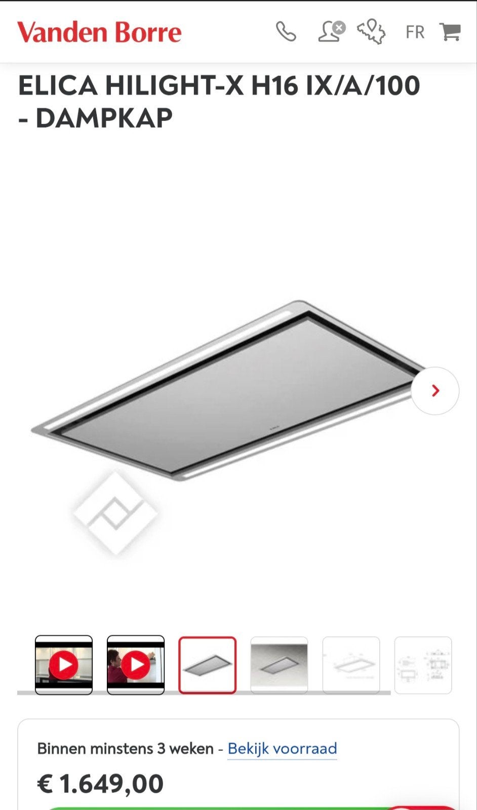 dampkap Elica nieuw in verpakking!, Elektronische apparatuur, Afzuigkappen, Ophalen, Nieuw, Inbouw, Eilandschouwkap