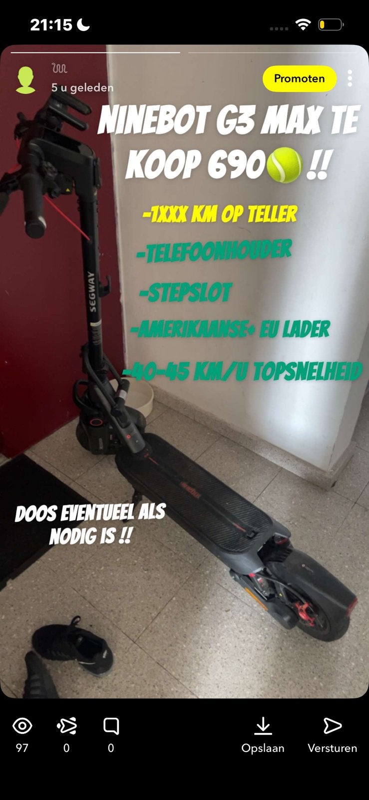 Ninebot G3 max, Fietsen en Brommers, Steps, Ophalen, Gebruikt, Elektrische step (E-scooter)