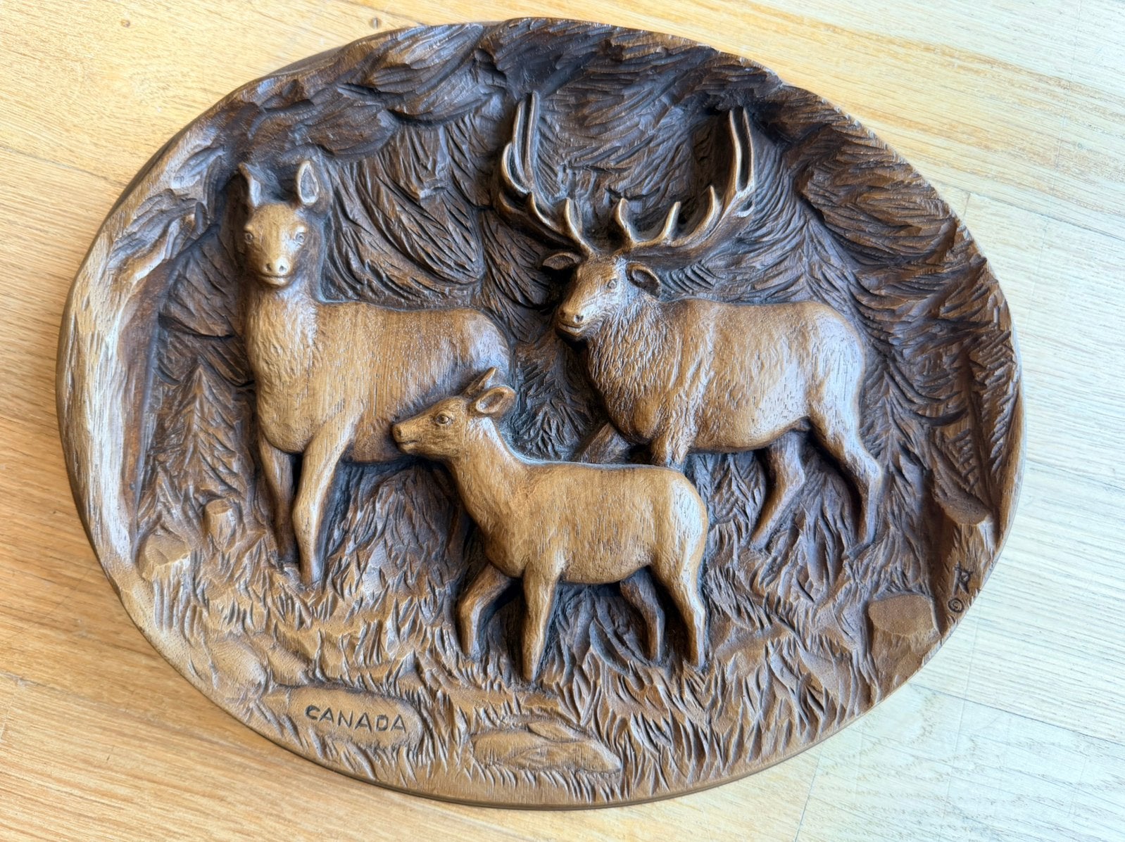 assiette canadienne vintage bois Karl Rothammer - Deer '70, Enlèvement