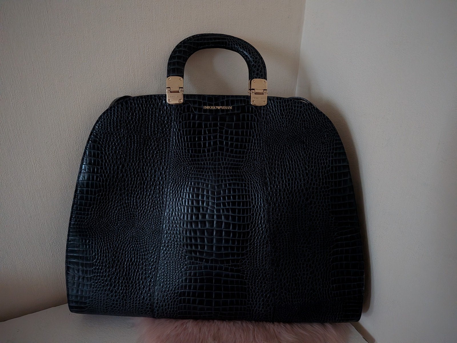 Croco lederen handtas Emporio Armani (Vintage eyecatcher), Ophalen of Verzenden, Handtas