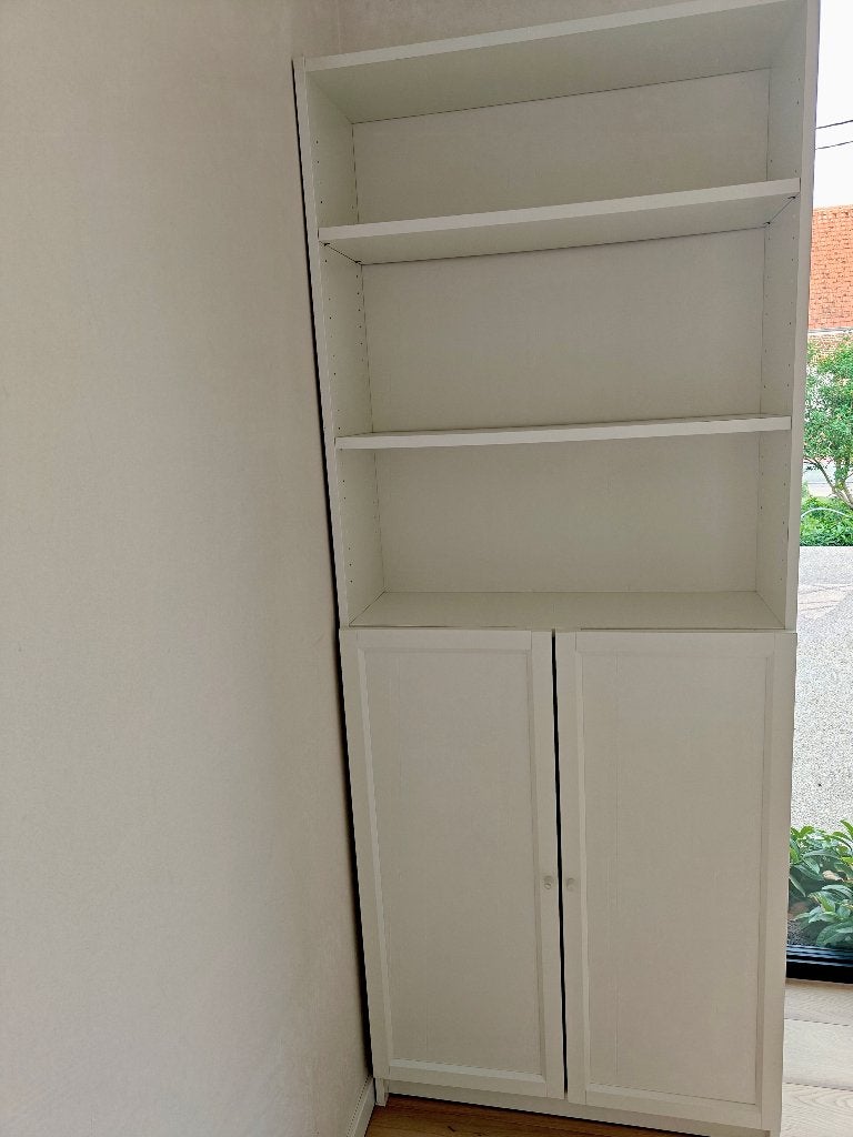 Witte halfopen Billy/Oxberg boekenkast, Huis en Inrichting, Ophalen, 200 cm of meer, 50 tot 100 cm, 25 tot 50 cm