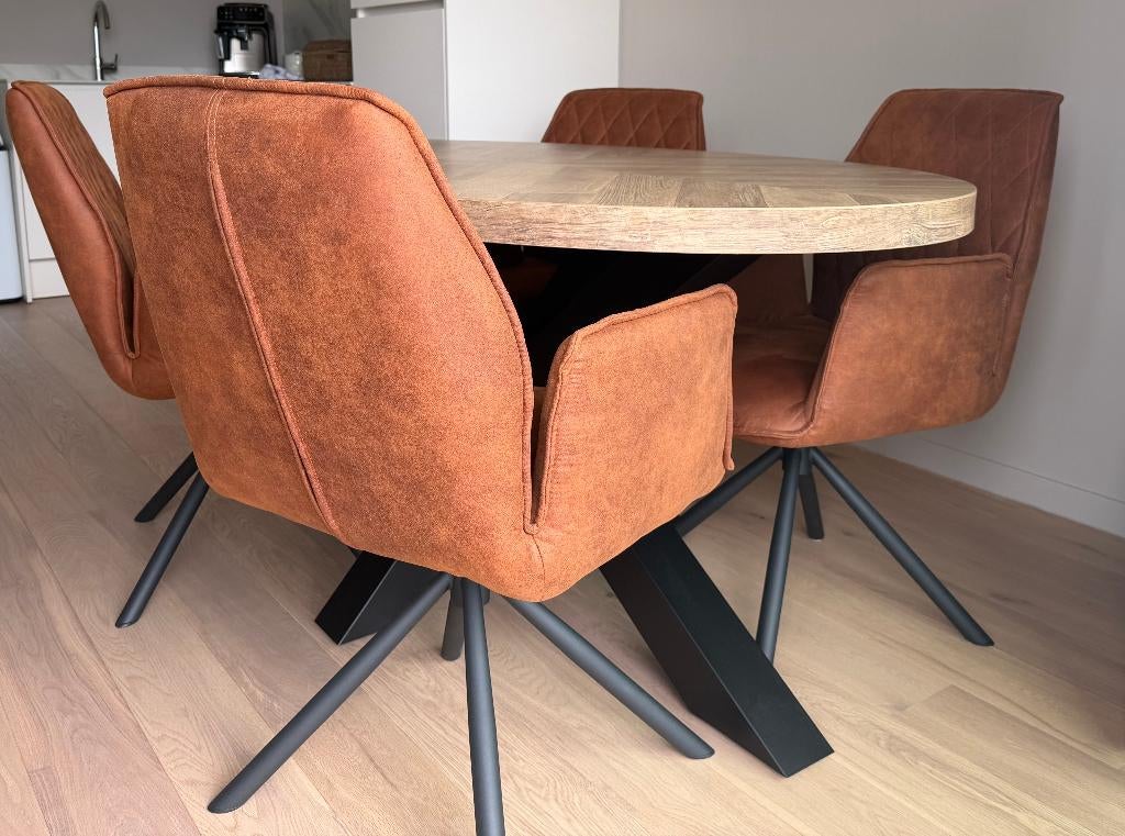 Eettafel met 4 stoelen, Huis en Inrichting, Ophalen, 50 tot 100 cm, Zo goed als nieuw, 150 tot 200 cm