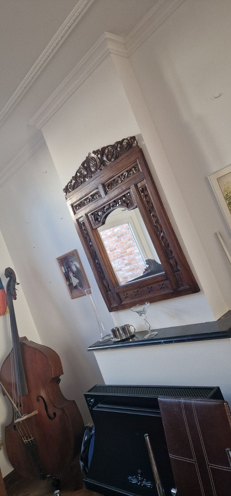 Miroir colonial ancien - Bois riche sculpté à la main, Enlèvement, Rectangulaire, 50 à 100 cm, 100 à 150 cm