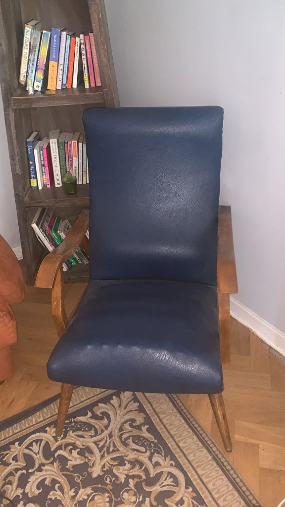 Twee vintage stoelen, Huis en Inrichting, Stoelen, Ophalen, Gebruikt, Twee, Blauw