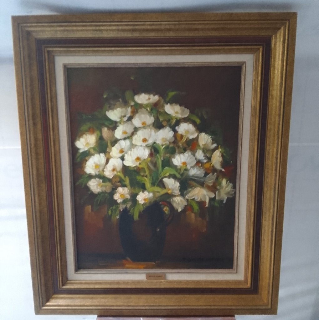 Schilderij "Witte ruiker", Antiek en Kunst, Doek, Olieverf, Klassiek, Ophalen