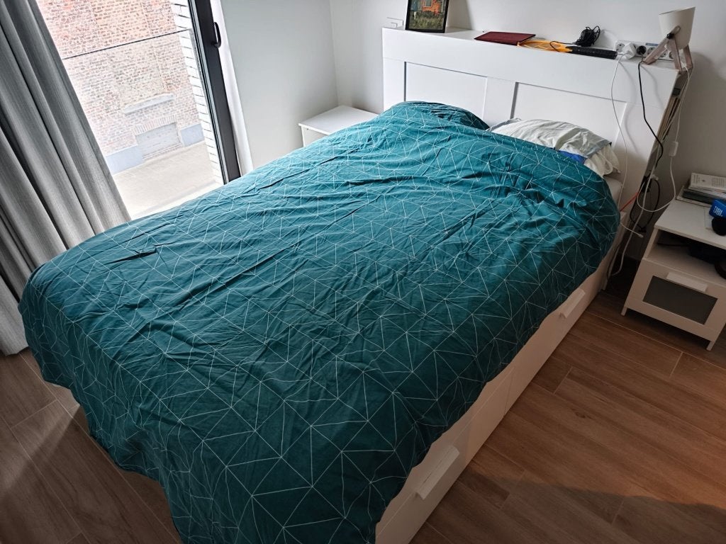 IKEA BRIMNES bed 140x200 + hoofdbord + HÖVÅG matras, Huis en Inrichting, Ophalen, Modern / IKEA, Wit, Tweepersoons
