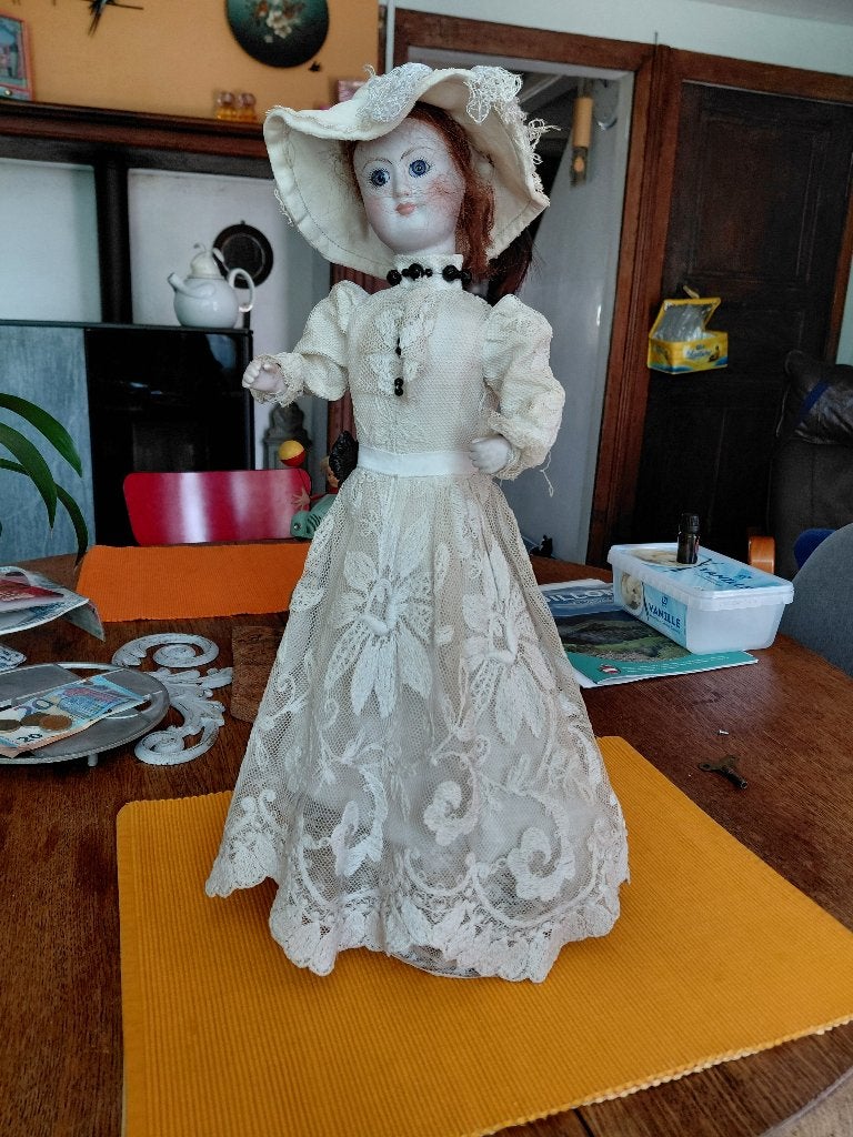 Poupée automate ancien tete porcelaine, Collections, Enlèvement ou Envoi, Utilisé, Poupée