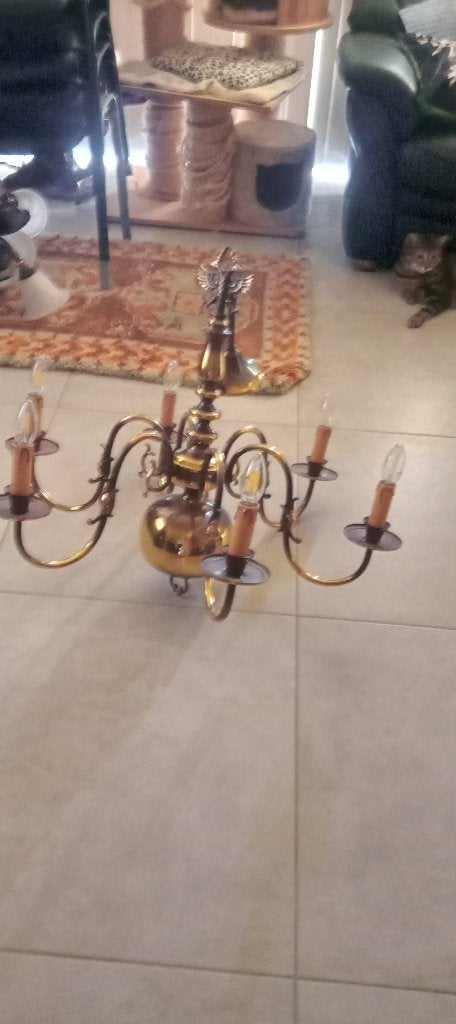très beau lustre flamand, Klassiek, Comme neuf, Enlèvement, E14 (petit)