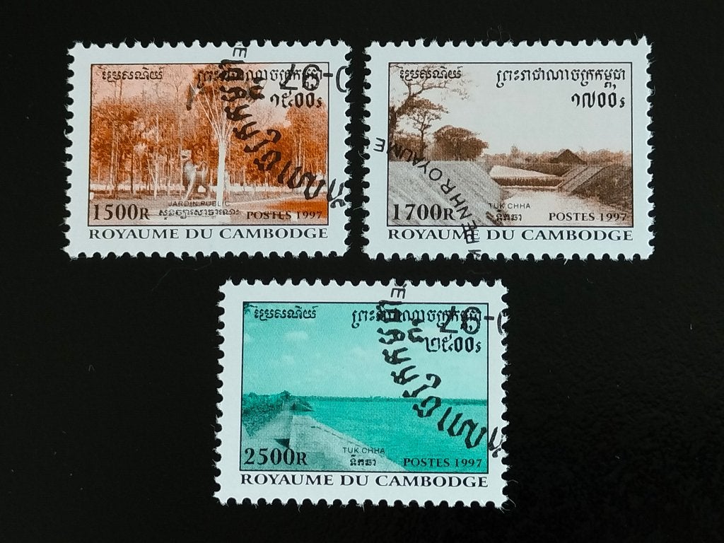 Cambodja 1997 - openbare parken, Tuk Chha-kanaal, Ophalen, Gestempeld, Zuidoost-Azië