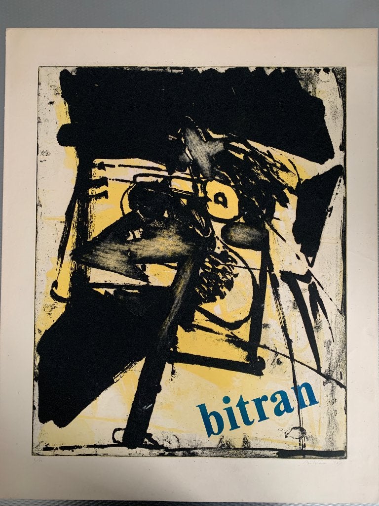 Albert Bitran - Kleurenlitho - noir sur jaune, Antiek en Kunst, Kunst | Litho's en Zeefdrukken, Genummerd, Ophalen of Verzenden