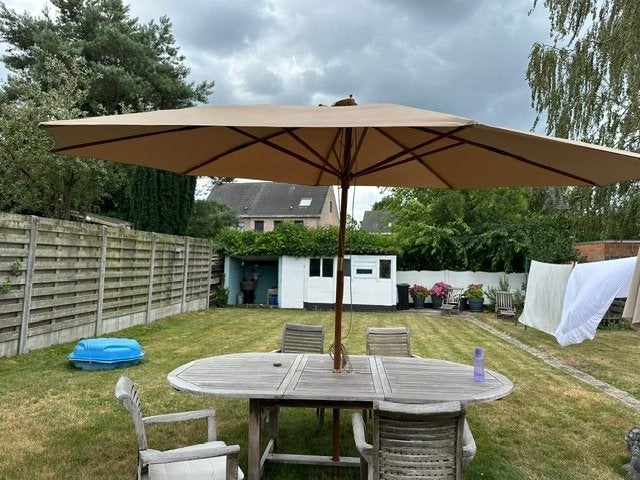 Parasol 4m rond, Jardin & Terrasse, Enlèvement, Comme neuf, 3 à 4 mètres, Parasol sur pied