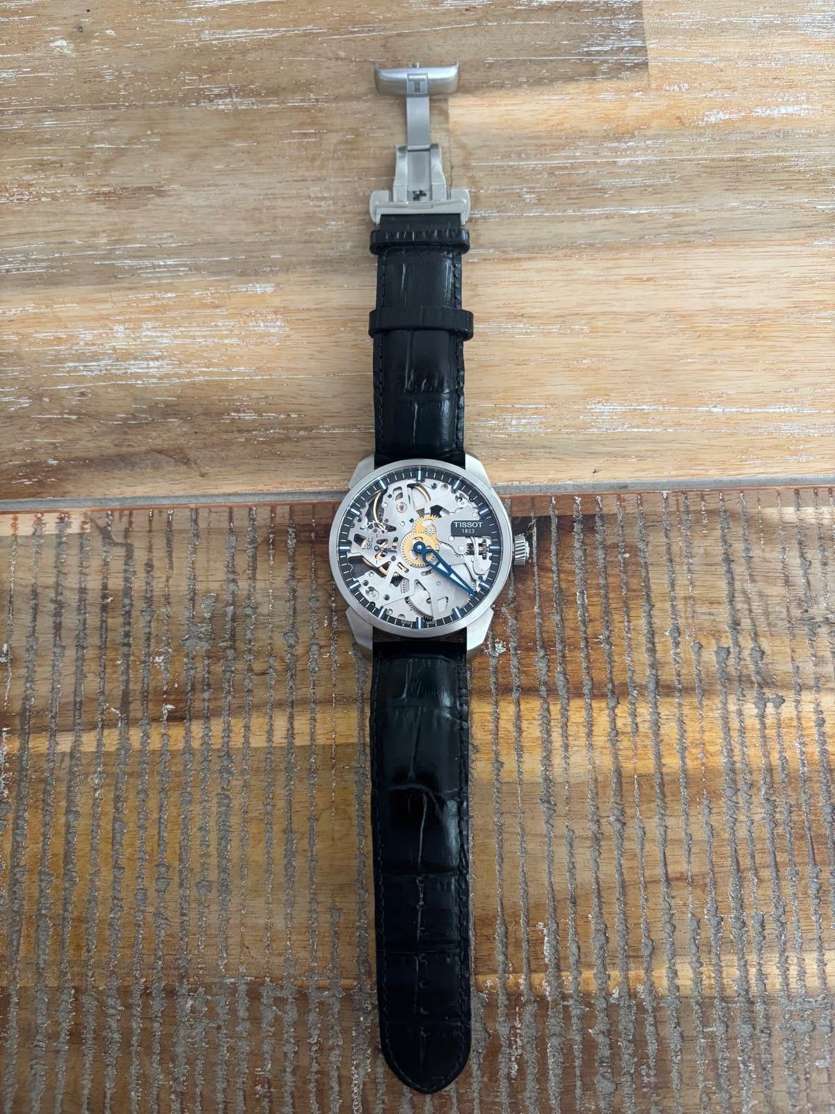 Montre mecanique Tissot, Bijoux, Sacs & Beauté, Enlèvement, Comme neuf, Acier, Cuir