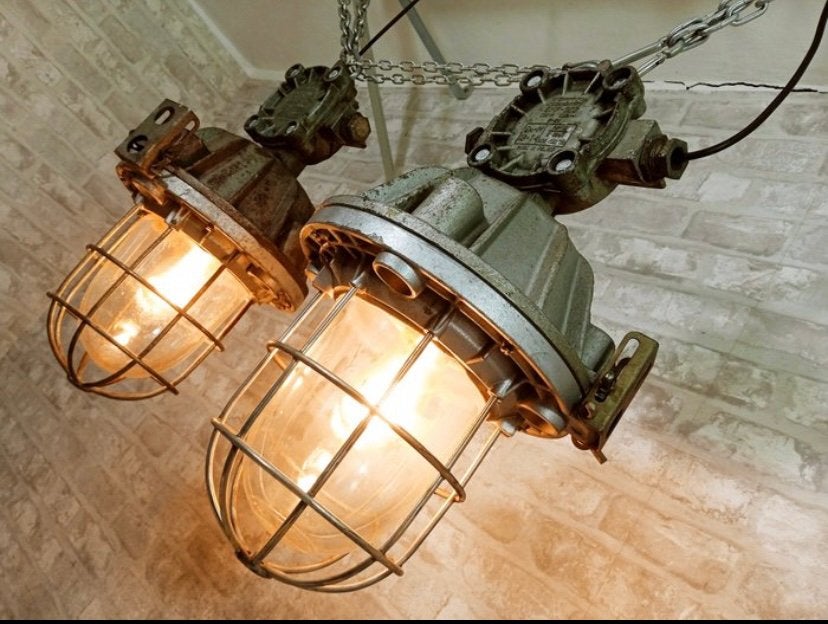 Zaos - hanglamp, industriële lamp, Enlèvement, Utilisé, Verre, E27 (grand)