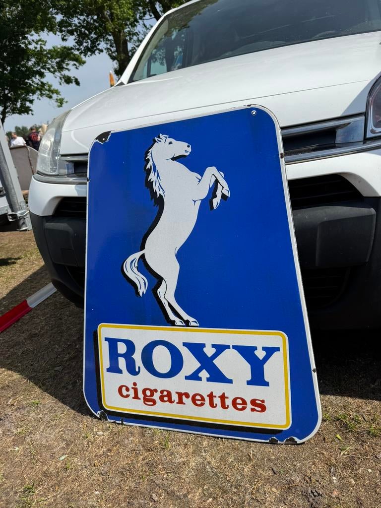 Ancien panneau d'affichage en émail pour cigarettes ROXY, Enlèvement ou Envoi, Utilisé, Panneau publicitaire