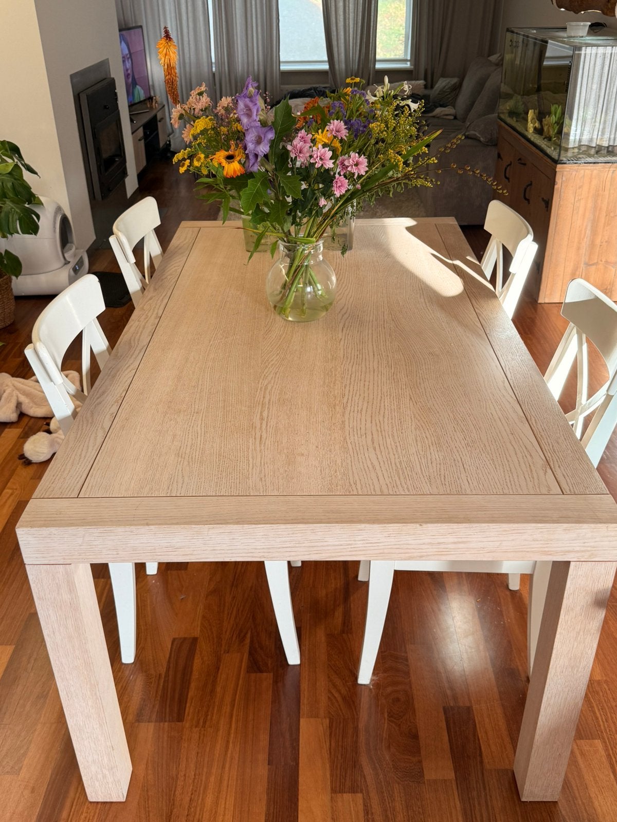 Grote twfel met 6 stoelen, Enlèvement, Comme neuf, Cinq personnes ou plus, Rectangulaire