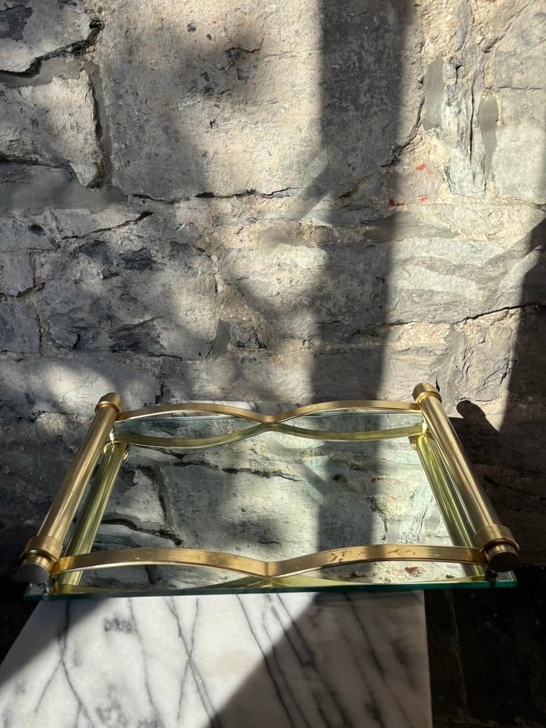 Plateau art déco en cuivre et verre, Enlèvement ou Envoi, Comme neuf, Rectangulaire, Métal