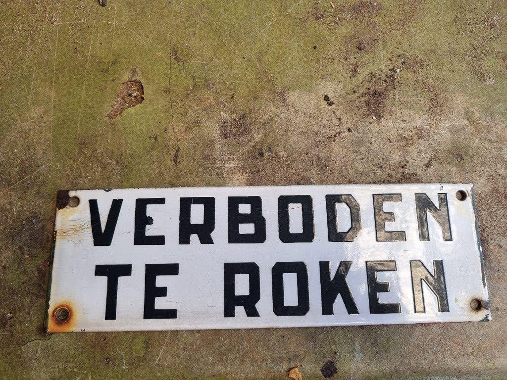Oud Emaille bordje. Verboden te roken., Ophalen, Gebruikt, Overige typen