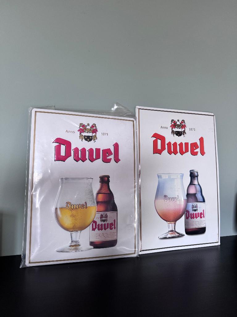 Duvel verzamelcollectie — glazen, emaille borden & spiegel, Verzamelen, Biermerken, Ophalen, Nieuw, Glas of Glazen, Duvel