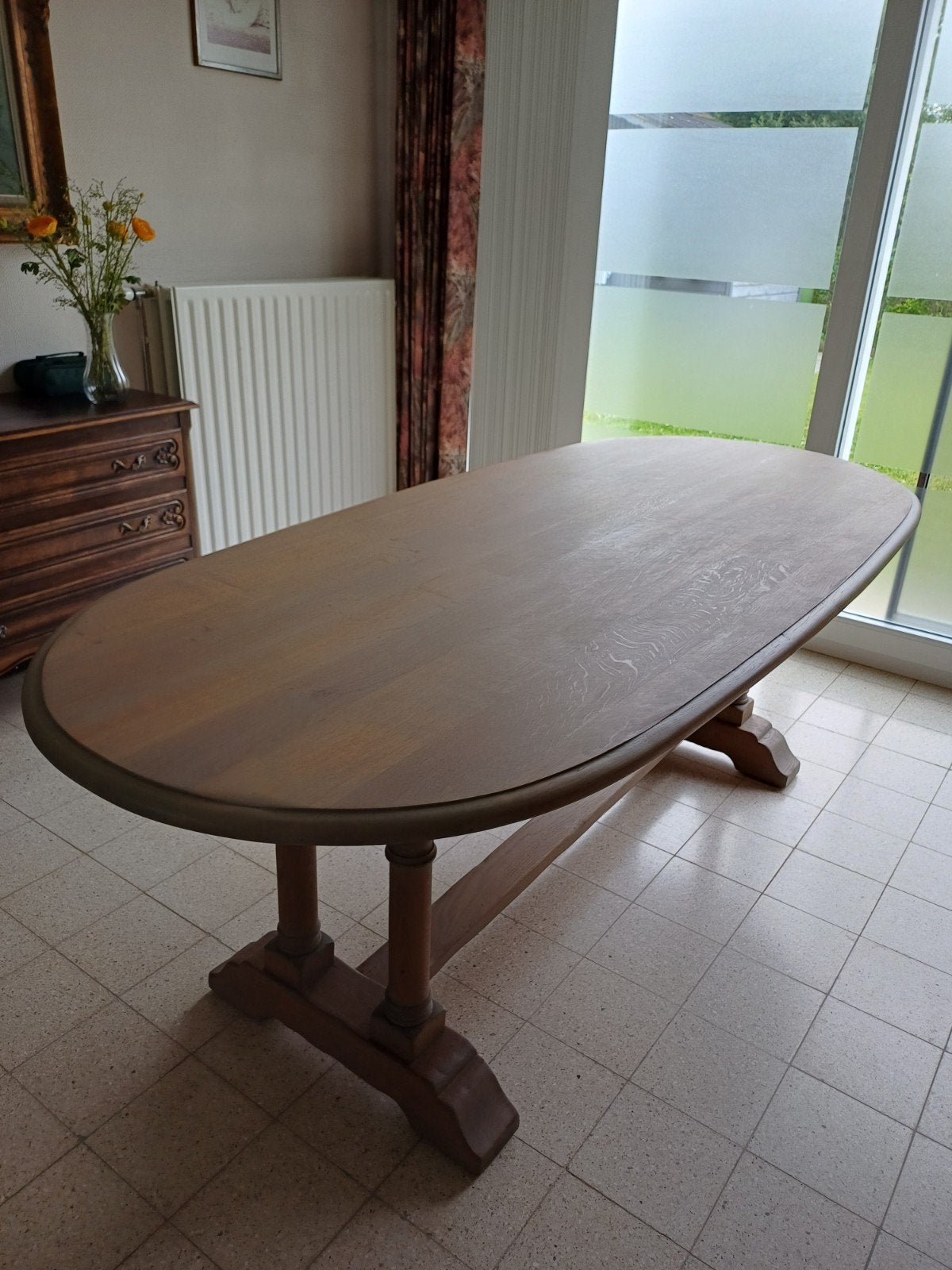 Massief eiken tafel - Franse eik, Huis en Inrichting, Tafels | Eettafels, Ophalen
