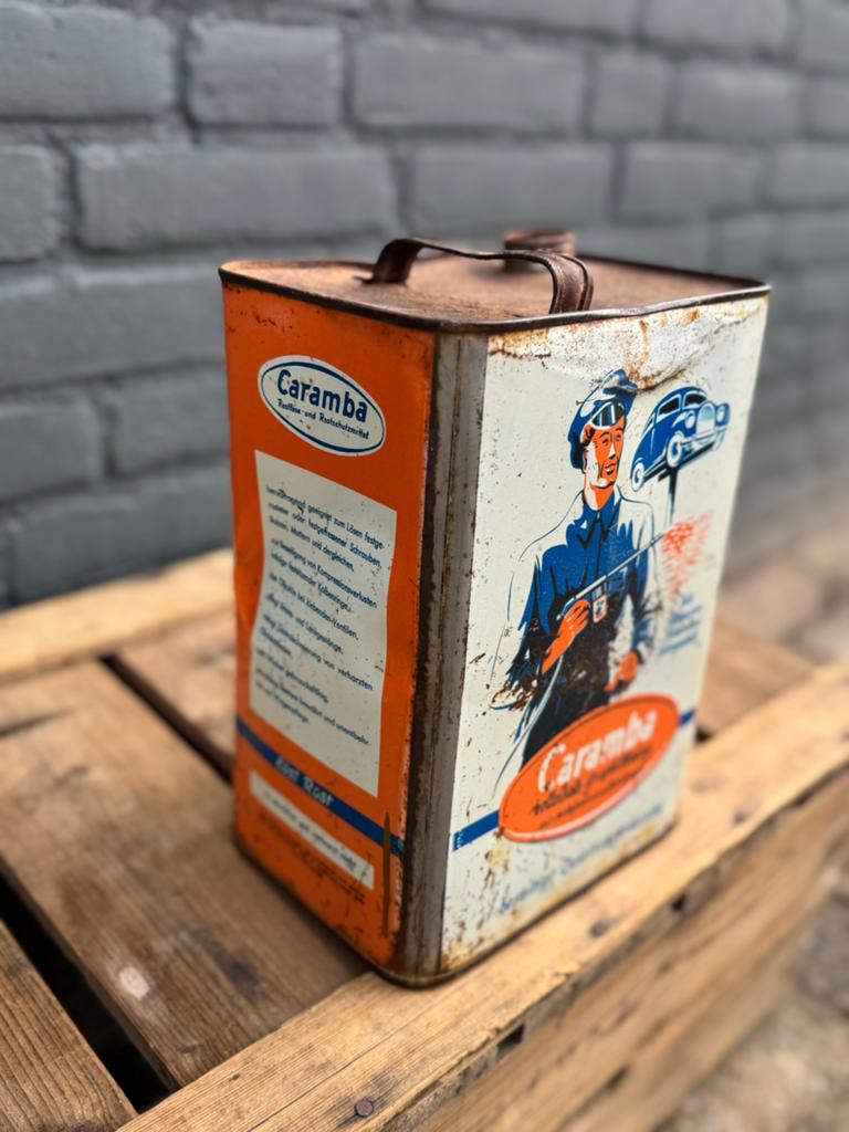 Vintage Caramba garage reclame olieblik, Ophalen of Verzenden, Gebruikt, Overige, Overige merken
