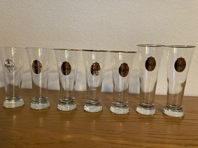 Verres Carlsberg (7 pièces), Collections, Marques de bière, Enlèvement ou Envoi, Comme neuf, Verre ou Verres