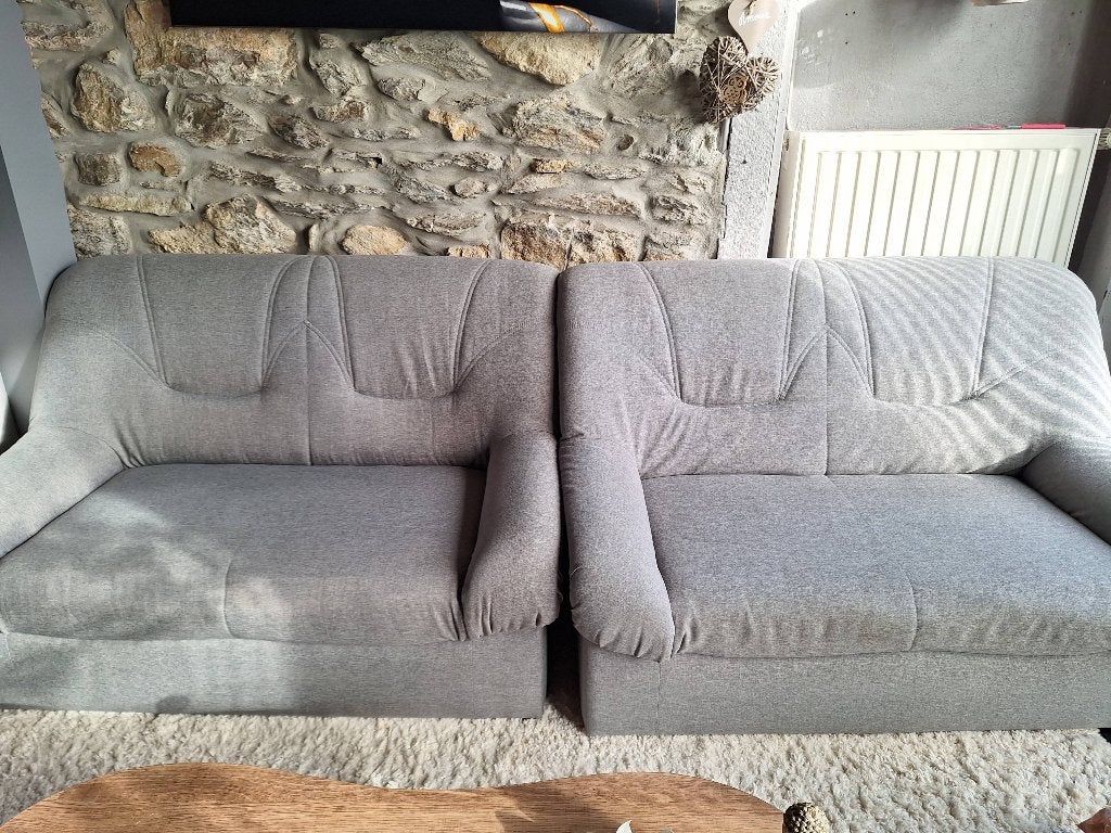 Lot de 2 canapés 3 pl gris anthracite .180€  lot àTellin, Trois personnes, 100 à 125 cm, Banc droit, Comme neuf
