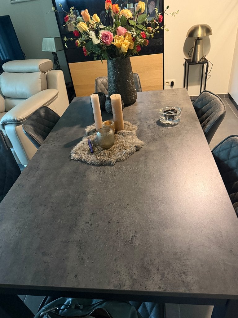Perfecta Tafel met 6 stoelen, Maison & Meubles, Cinq personnes ou plus, Comme neuf, Enlèvement, Kan zowel in modern als landelijk interieur