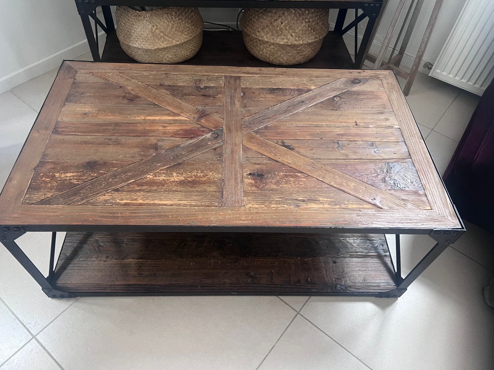 table basse de salon  bois et métal style industriel, Maison & Meubles, Enlèvement, Métal