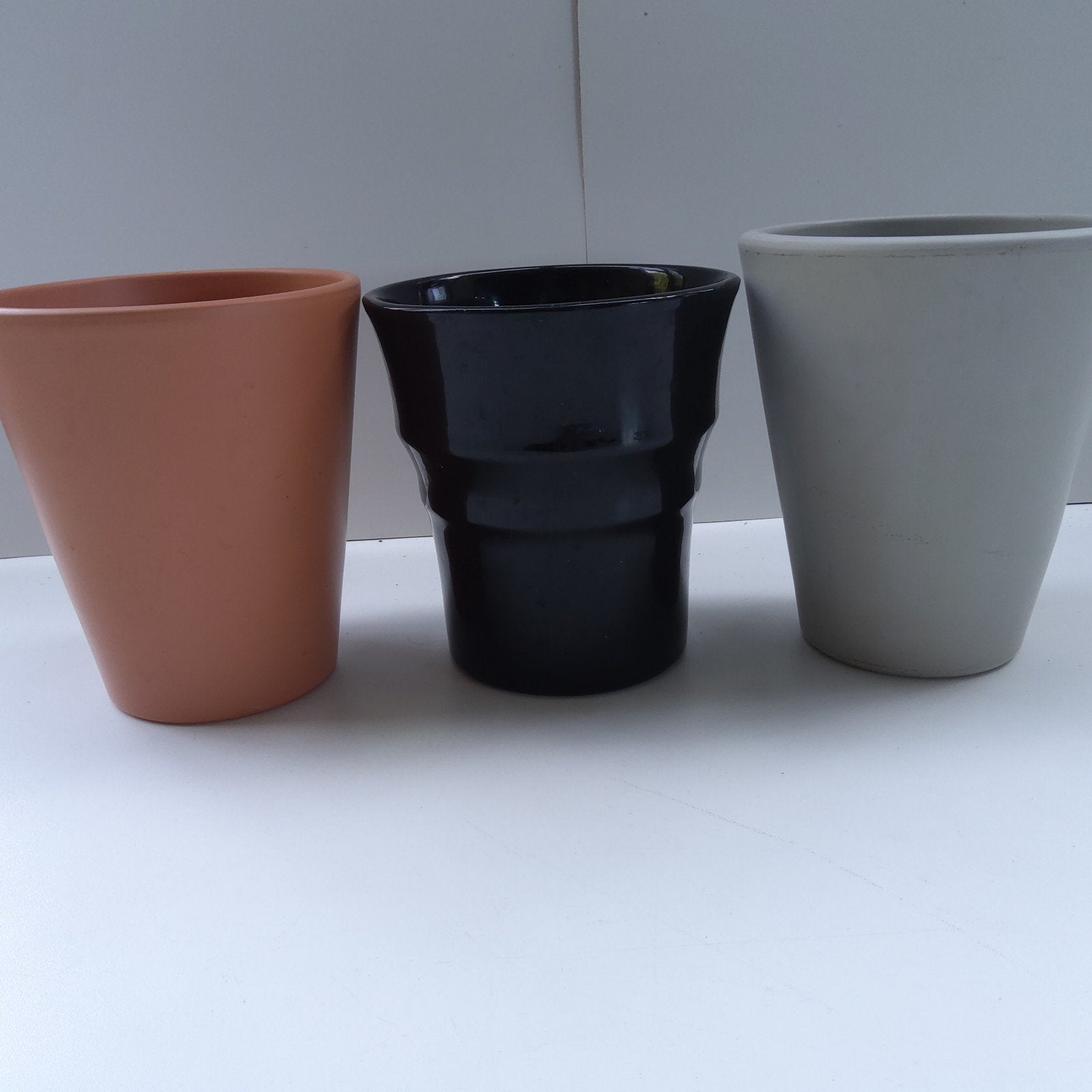 3 keramische orchideeën cache-pots met interne verhoging., Ophalen of Verzenden, Zo goed als nieuw