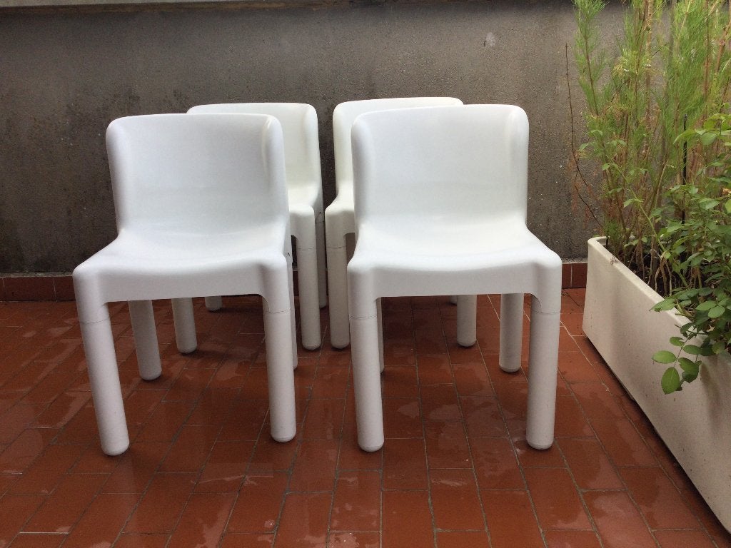 Stoelen (4 identieke stuks), Huis en Inrichting, Stoelen, Ophalen, Kunststof, Gebruikt, Wit