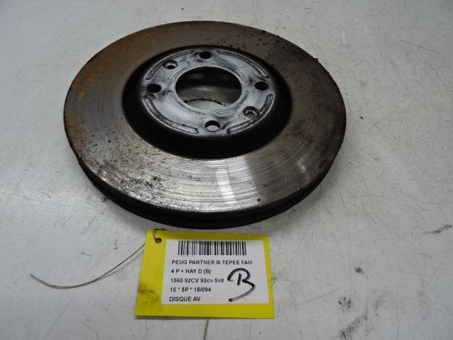 FREIN DISQUE AVANT Partner Tepee (7A / B/C/D/E/F/G/J/P/S), Autos : Pièces & Accessoires, Freins & Transmission, Peugeot, Utilisé