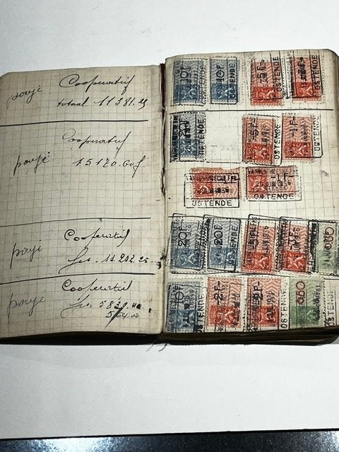 ca1930 fiscale zegels gestempeld OOSTENDE interbellum boekje, Ophalen of Verzenden