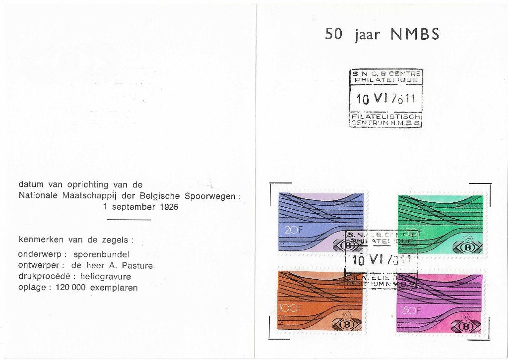 Timbres de Belgique - 50 ans de la SNCB (magazine dépliant), Envoi