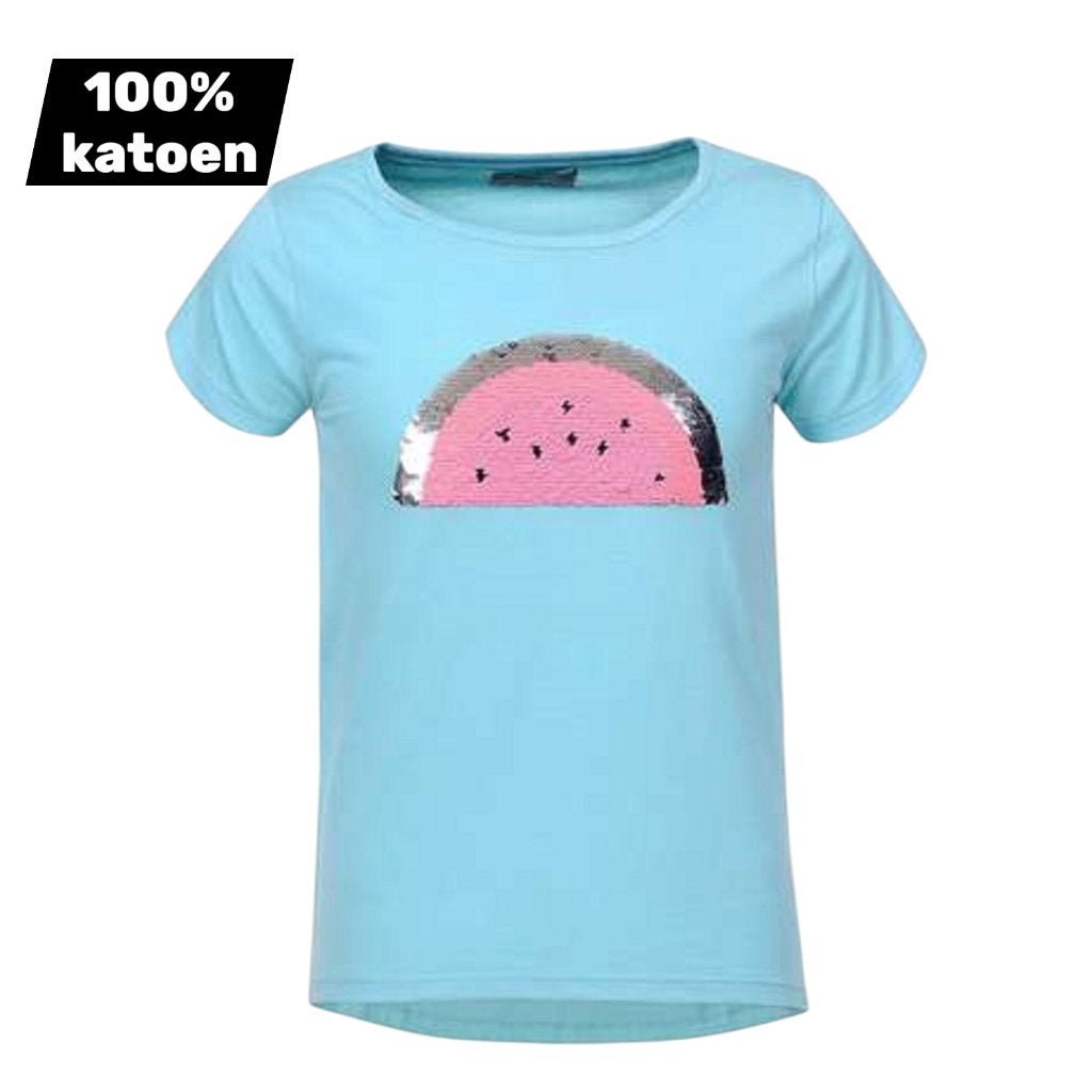 T-shirt 100% coton bleu pastèque à paillettes 98, Enfants & Bébés, Enlèvement ou Envoi, Neuf, Fille, Chemise ou À manches longues
