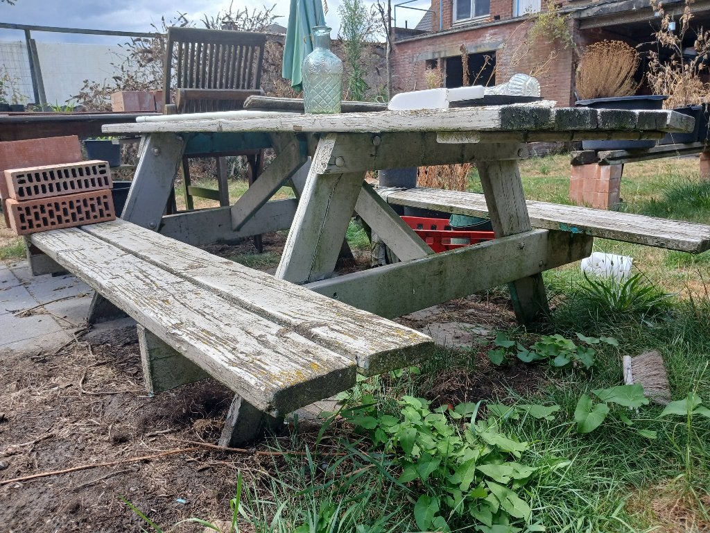 Picknicktafel 2 stuks, Tuin en Terras, Ophalen, Gebruikt, Vierkant, Hout