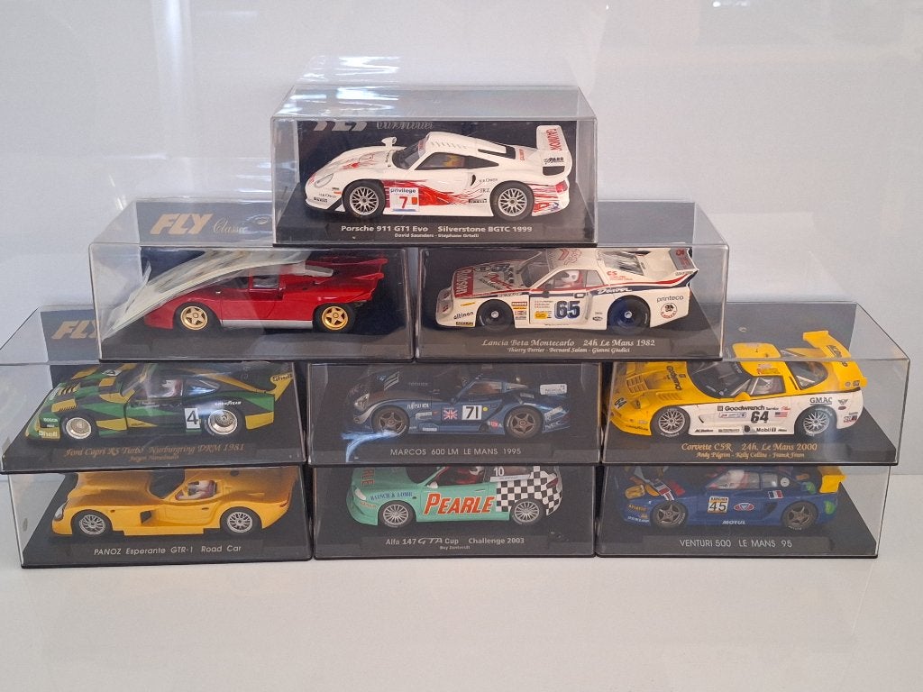 Fly 9 Stuks capri-lancia-ferrari-marcos-alfa-porsche-ETC ETC, Neuf, Autres marques, Électrique, Enlèvement ou Envoi