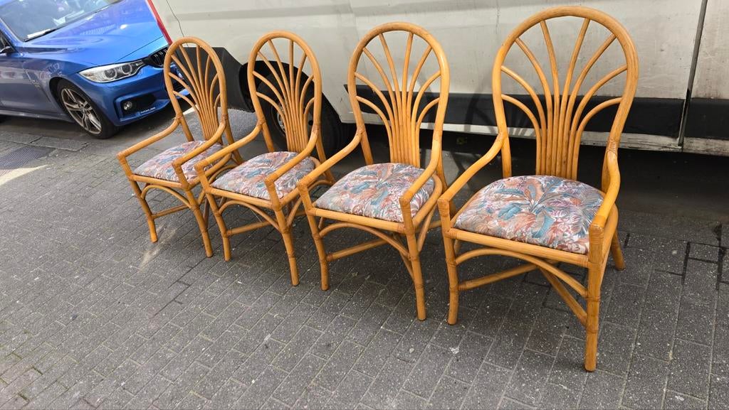 zes stoelen van bamboe en rotan in perfecte staat, zeer stab, Huis en Inrichting, Stoelen