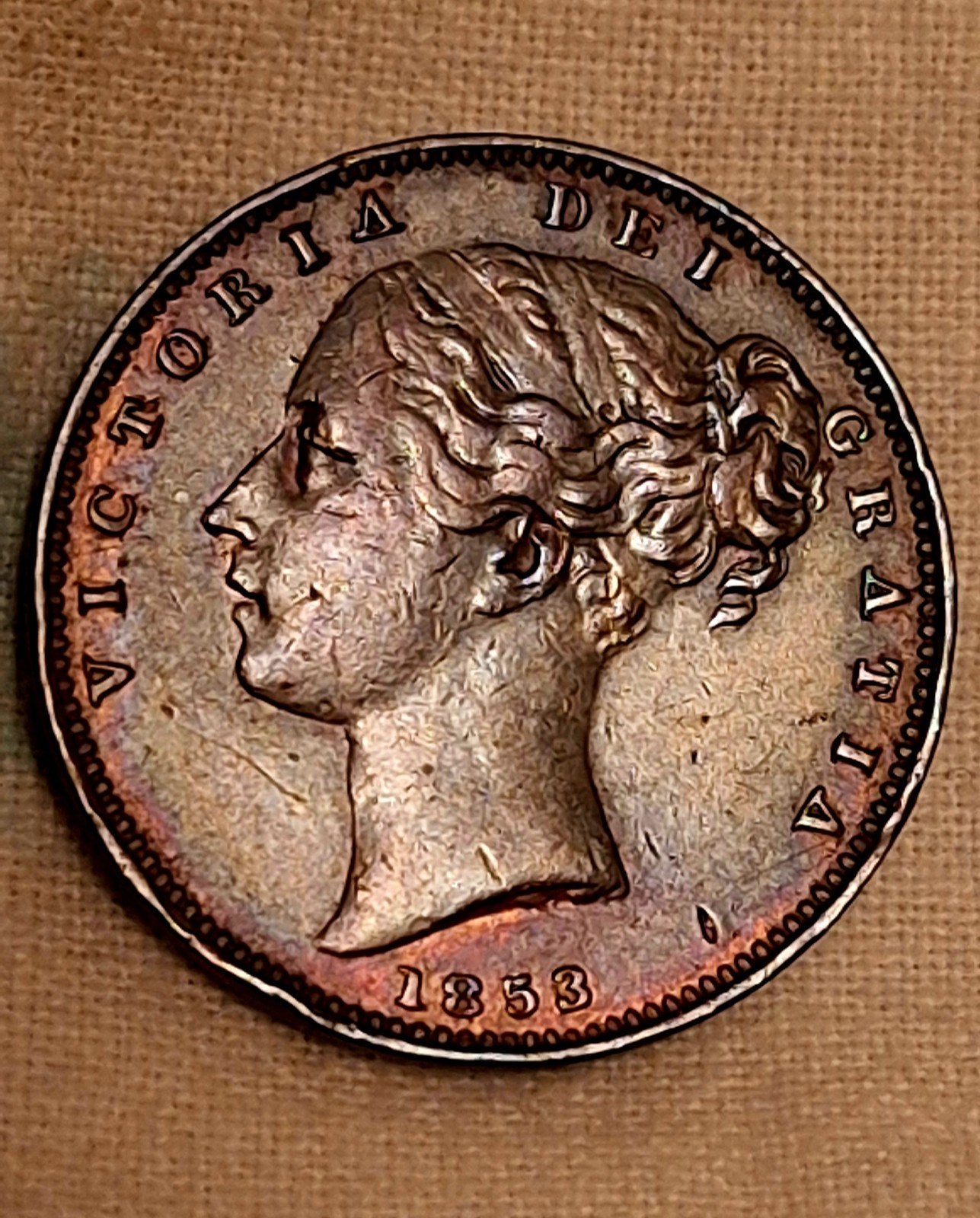 Rare UK Farthing 1853 — Victoria Young Head — Magnifique, Envoi