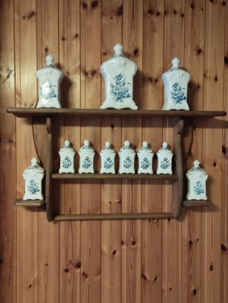 Antiek kruidenrek met kruidenpotten, Antiek en Kunst, Ophalen